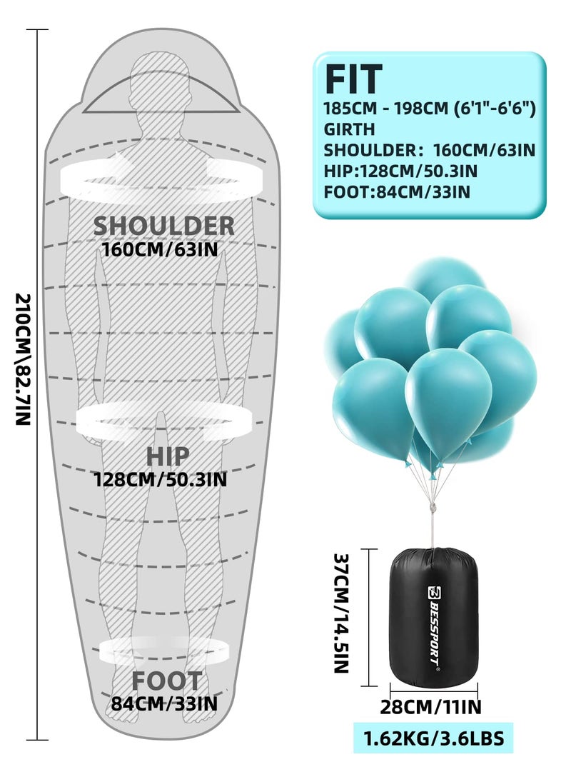 Bessport Mummy Sleeping Bag | 15-45 â„‰ Extreme 3-4 Season Sleeping Bag for Adults Cold Weatherâ€“ Warm and Washable, for Hiking Traveling & Outdoor Activities - Image 2